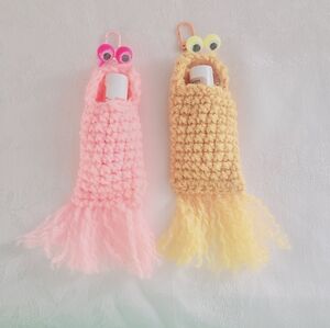 Yip Yip Pink & Gold Crochet Googly Eye Alien Lip Balm Holders with Sierra Bees!